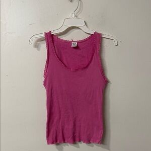 Vibrant Pink Lace-Trimmed Tank Top Y2K